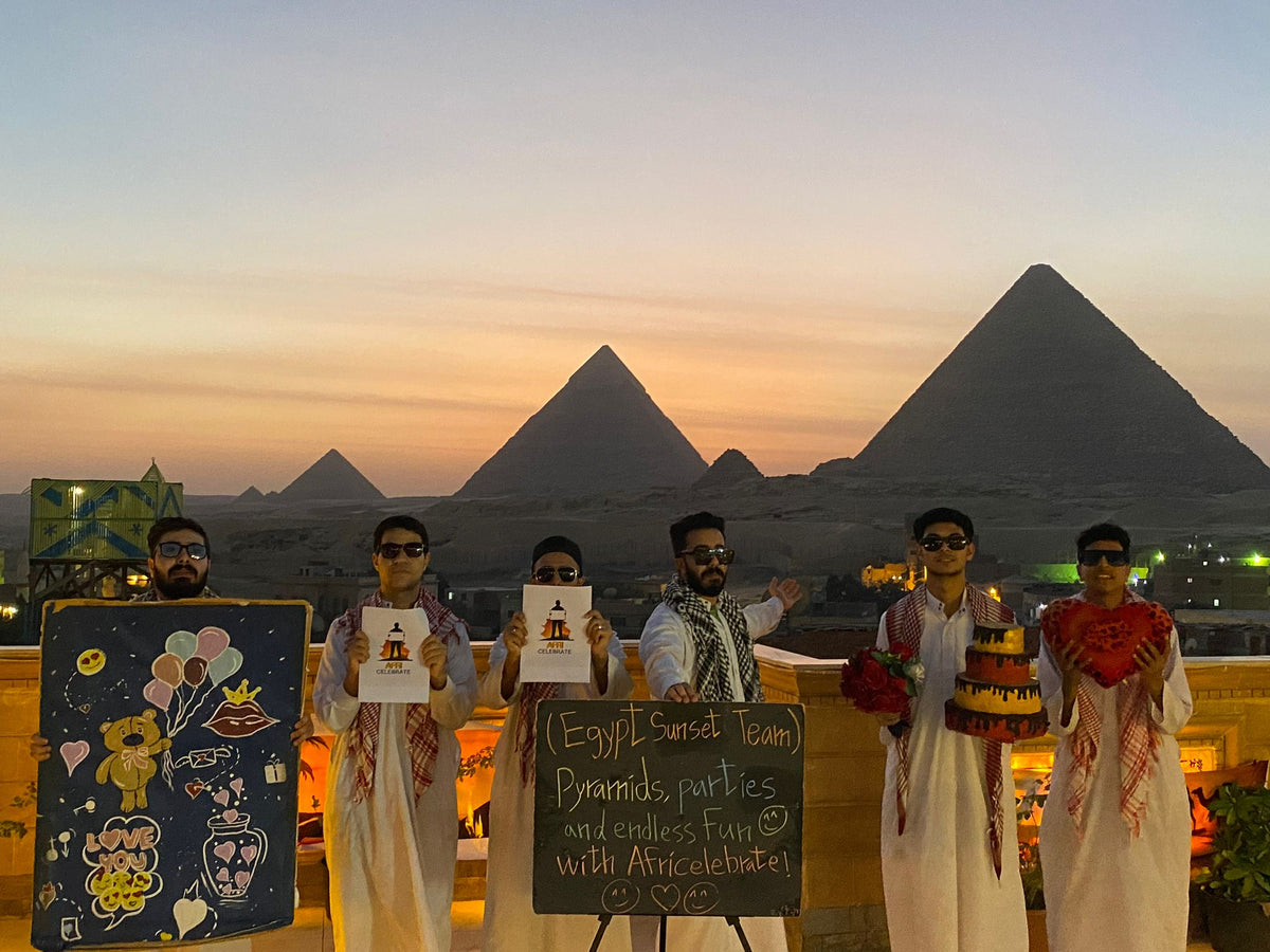 Egypt Pyramid crew (shown in normal outfit — Halloween edition adds skull masks & skeleton suits)